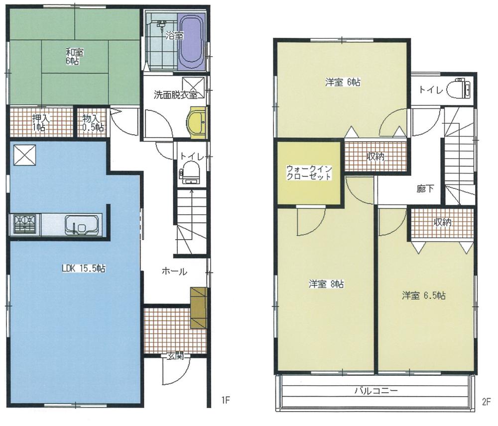 Floor plan. (1 Building), Price 29,800,000 yen, 4LDK, Land area 126.38 sq m , Building area 105.15 sq m