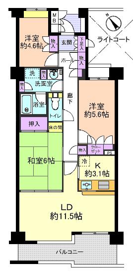 Floor plan. 3LDK, Price 13.8 million yen, Occupied area 74.13 sq m , If the balcony area 9.48 sq m drawings and the present situation is different from that of, It will honor the current state.