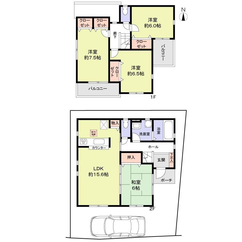 Floor plan. 36,800,000 yen, 4LDK, Land area 100.04 sq m , Building area 98.12 sq m