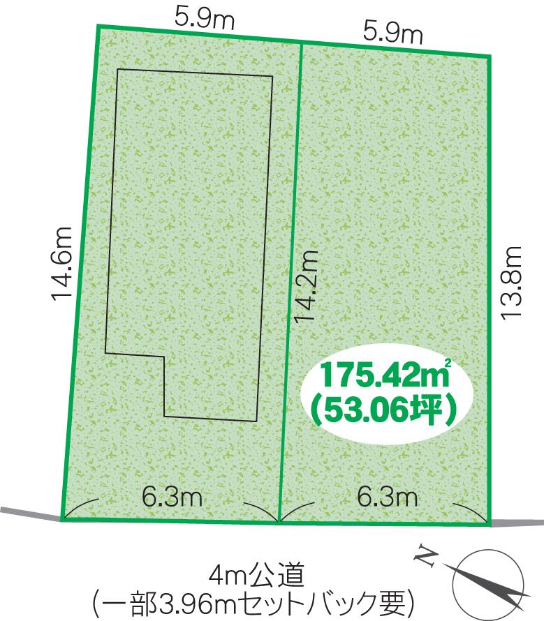 Compartment figure. Land price 17.8 million yen, Land area 175.42 sq m