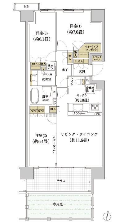 Floor: 3LDK + WIC, the occupied area: 76.99 sq m, Price: 23,570,000 yen, now on sale