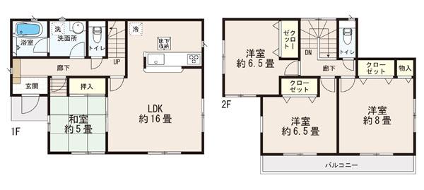 Floor plan. (1 Building), Price 28.8 million yen, 4LDK, Land area 142.16 sq m , Building area 98.01 sq m