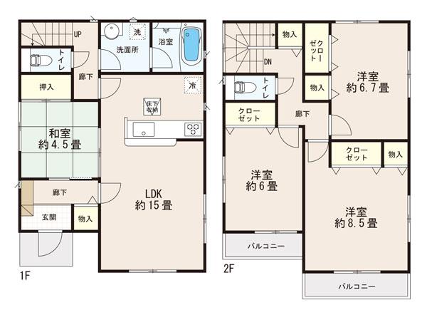 Floor plan. (Building 2), Price 26,800,000 yen, 4LDK, Land area 145.84 sq m , Building area 99.63 sq m