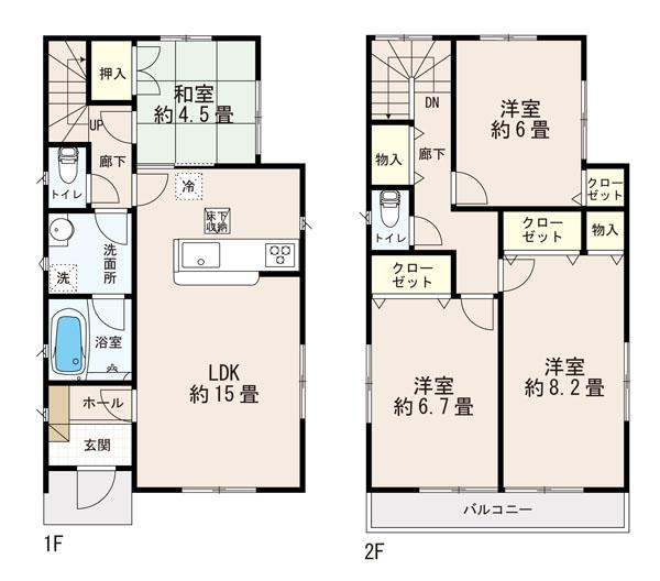 Floor plan. (4 Building), Price 23.8 million yen, 4LDK, Land area 136.56 sq m , Building area 95.98 sq m