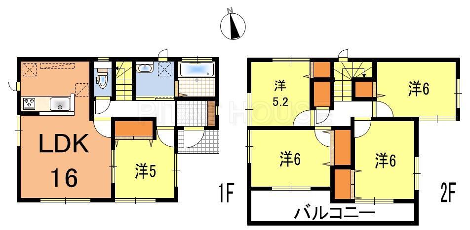 Floor plan. (Building 2), Price 29,800,000 yen, 5LDK, Land area 111.73 sq m , Building area 101.85 sq m