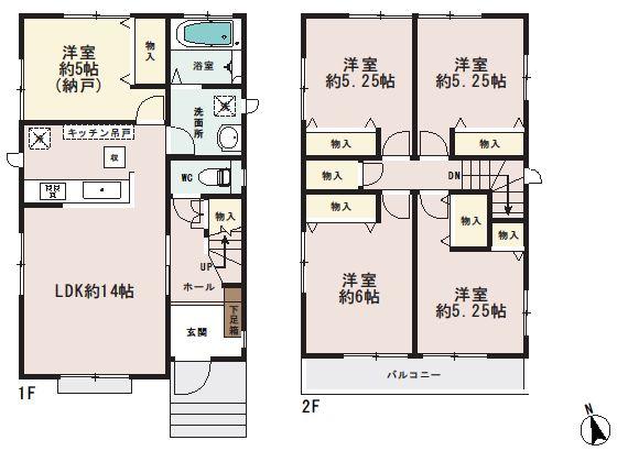 Floor plan. (1 Building), Price 26,800,000 yen, 4LDK+S, Land area 116.53 sq m , Building area 96.05 sq m