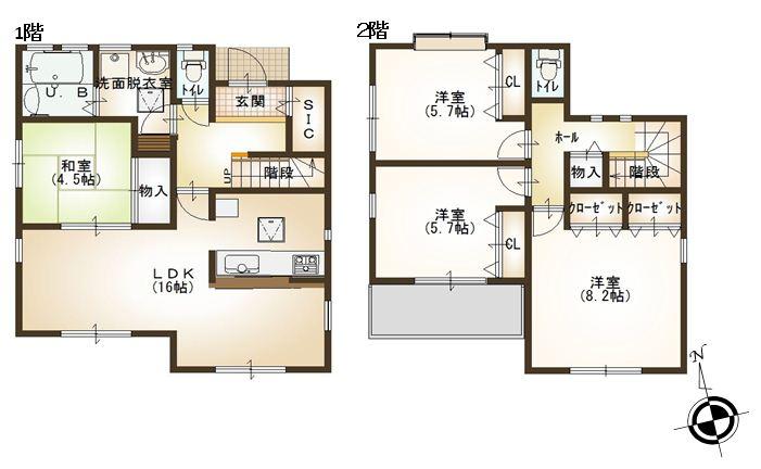 Floor plan. (3 Building), Price 30,800,000 yen, 4LDK, Land area 110.2 sq m , Building area 100.55 sq m