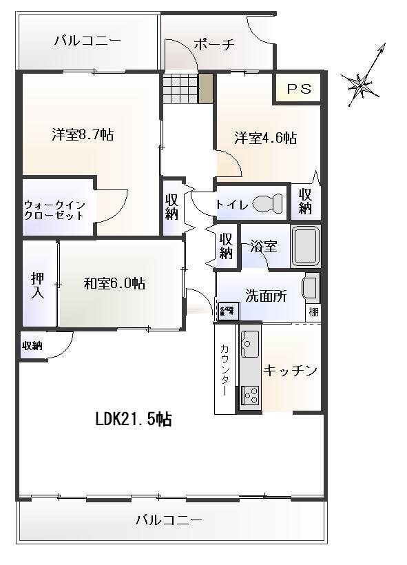 Floor plan. 3LDK, Price 15.8 million yen, Occupied area 94.18 sq m , We have changed from a balcony area 14.95 sq m 4LDK to 3LDK. It is also possible to return to the future 4LDK.