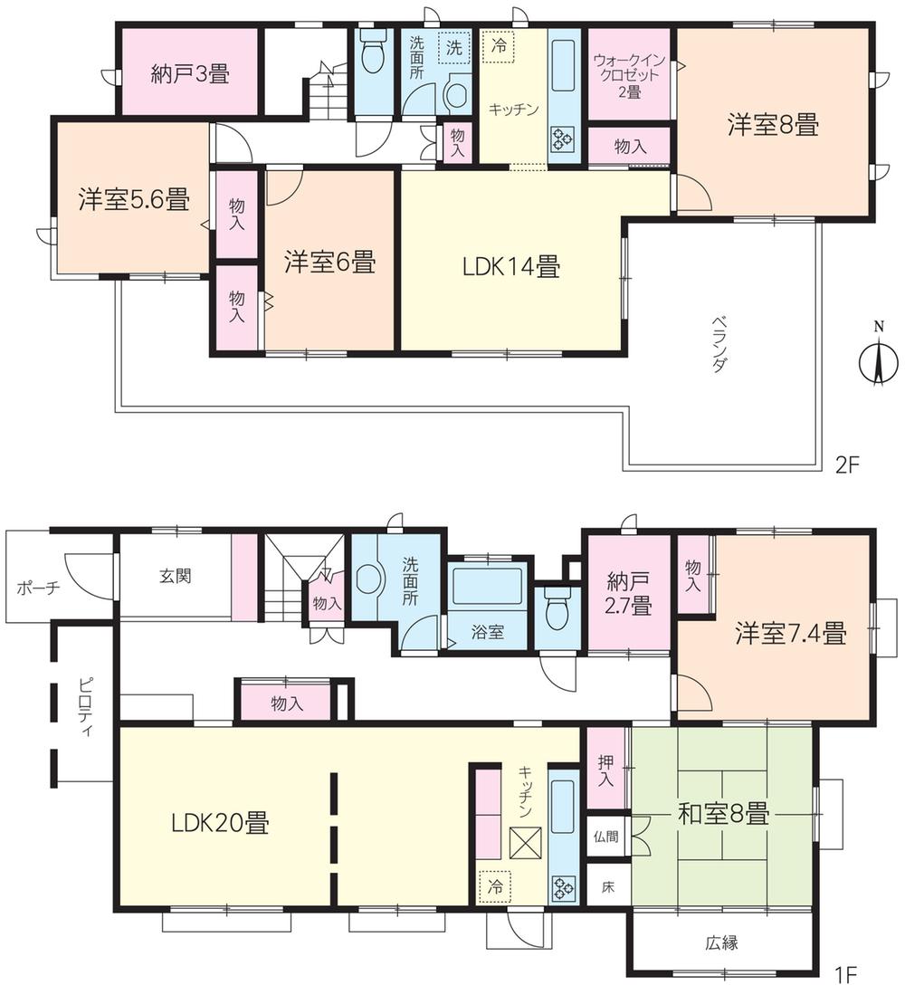 Floor plan. 69 million yen, 5LLDDKK + 2S (storeroom), Land area 269 sq m , Building area 197.1 sq m