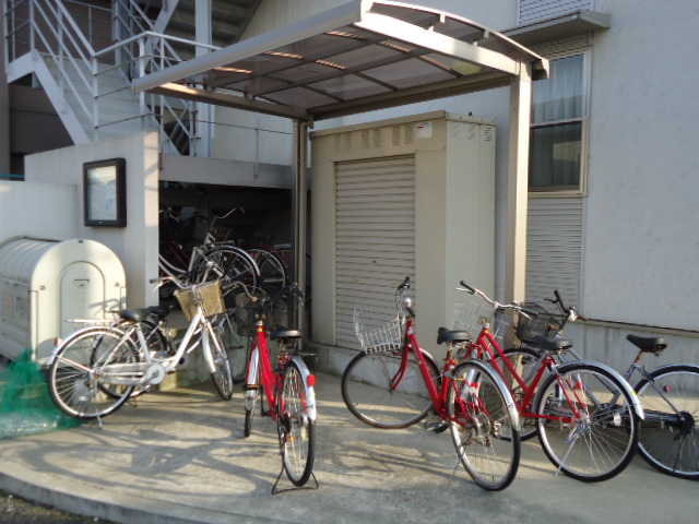 Other common areas. Bicycle parking lot with with a roof