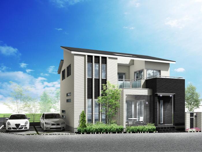 (8 Building) Rendering elegant shade white of the outer wall and the black outer wall of fine masonry is accented, It directed the image of sophisticated simple modern.. (8 Building) Rendering