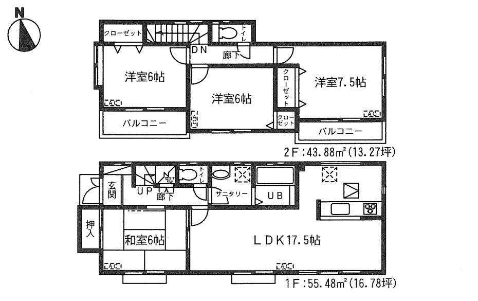 Floor plan. (12), Price 34,800,000 yen, 4LDK, Land area 132.81 sq m , Building area 99.36 sq m
