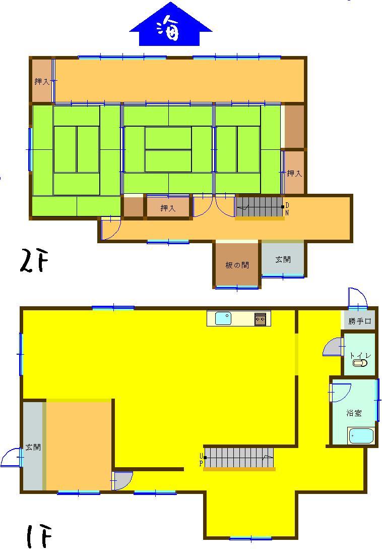 Floor plan. 15.2 million yen, 3LDK, Land area 502.53 sq m , We hope the sea from the building area 105.78 sq m Hiroen