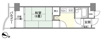 Floor plan. 1K + S (storeroom), Price 1.2 million yen, Occupied area 26.62 sq m , Balcony area 3.33 sq m