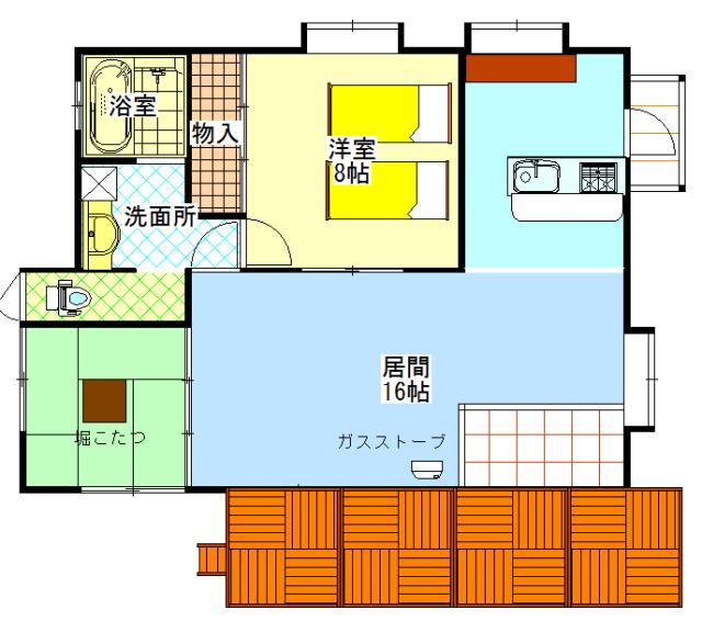 Floor plan. 20 million yen, 2LDK, Land area 1,561 sq m , Building area 69.56 sq m livingese-style room, It is a good connection of the wood deck.