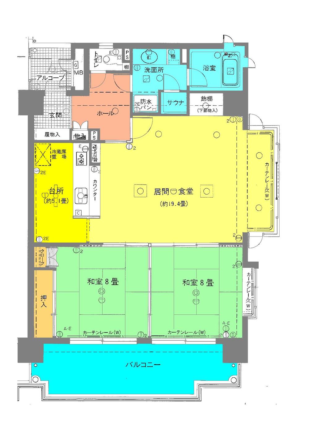 Floor plan. 2LDK, Price 11.8 million yen, Occupied area 91.83 sq m , Is the second corner room from the balcony area 16.66 on sq m