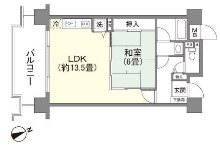 Floor plan. 2DK, Price $ 40,000, Occupied area 48.81 sq m , Balcony area 11.32 sq m