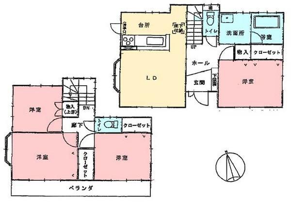 Floor plan. 10.8 million yen, 4LDK, Land area 154.08 sq m , Building area 86.53 sq m