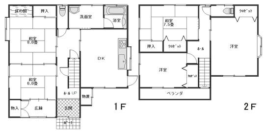 Floor plan. 6.8 million yen, 5DK, Land area 131.11 sq m , Building area 125.42 sq m