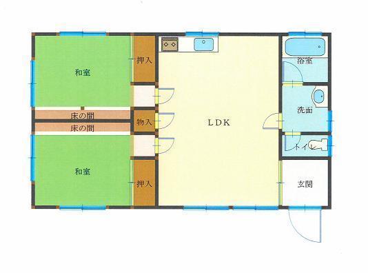 Floor plan. 11.8 million yen, 2LDK, Land area 624 sq m , Building area 69.56 sq m