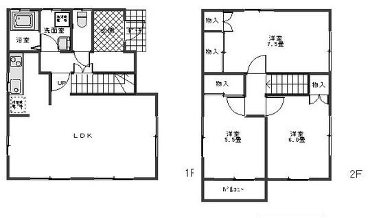 Floor plan. 8.3 million yen, 3LDK, Land area 175.58 sq m , Building area 84.51 sq m