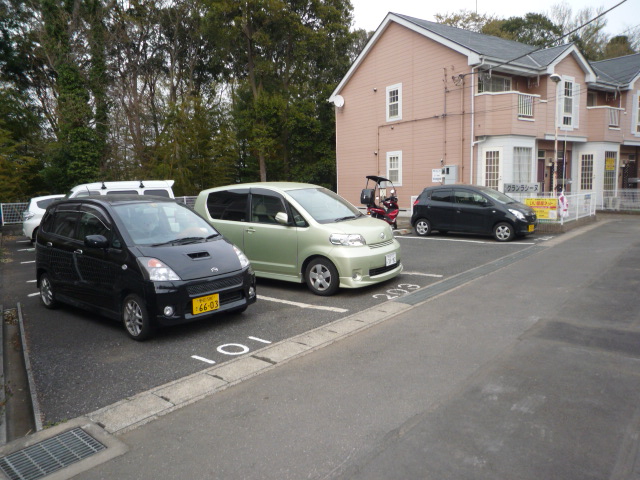 Parking lot. Out is Rakuchin because the plane of the parking lot