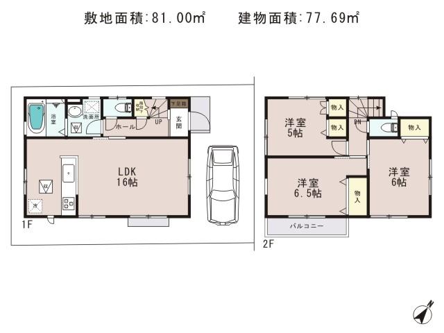 Floor plan. 19,800,000 yen, 3LDK, Land area 81 sq m , Building area 77.69 sq m