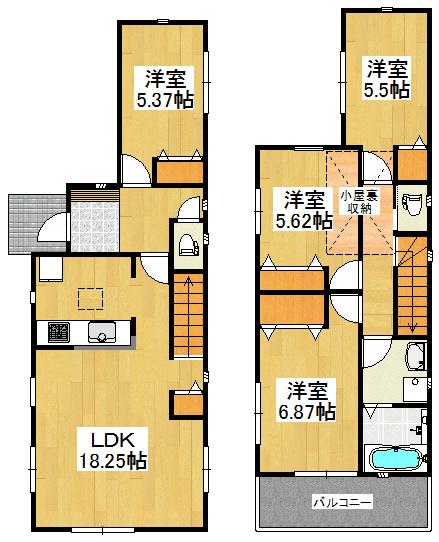 Floor plan. (1 Building), Price 29,800,000 yen, 4LDK, Land area 100.03 sq m , Building area 97.19 sq m