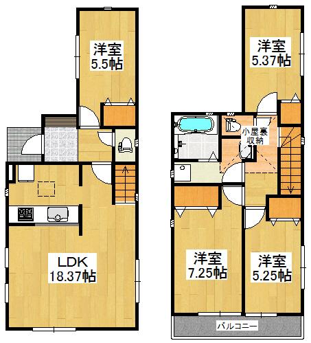 Floor plan. (3 Building), Price 29,800,000 yen, 4LDK, Land area 100.02 sq m , Building area 95.84 sq m