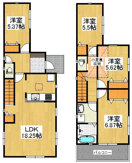 Floor plan. (4 Building), Price 27,800,000 yen, 4LDK, Land area 100.05 sq m , Building area 97.19 sq m