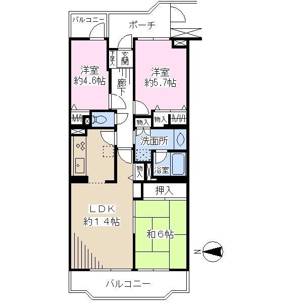 Floor plan. 3LDK, Price 7.8 million yen, Occupied area 72.61 sq m , Balcony area 10.96 sq m