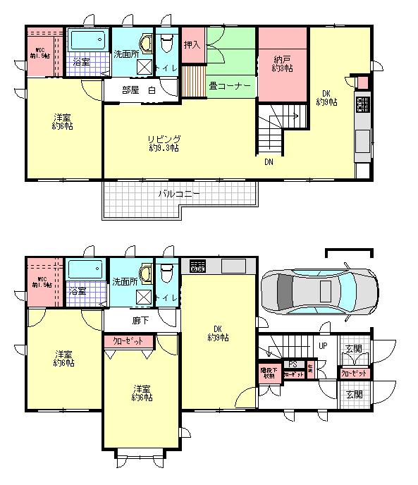 Floor plan. 48 million yen, 3LLDDKK + S (storeroom), Land area 171.91 sq m , Building area 155.43 sq m