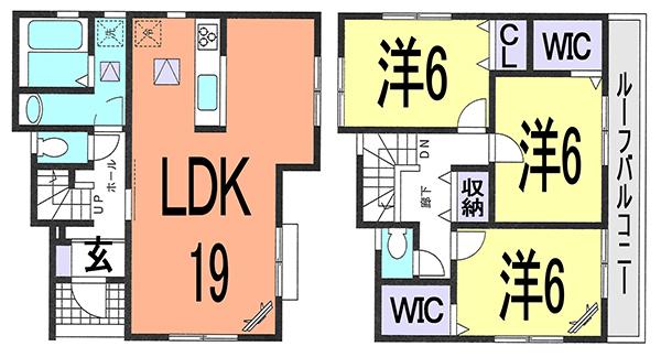 Floor plan. 20.8 million yen, 3LDK, Land area 106.31 sq m , Building area 92.33 sq m