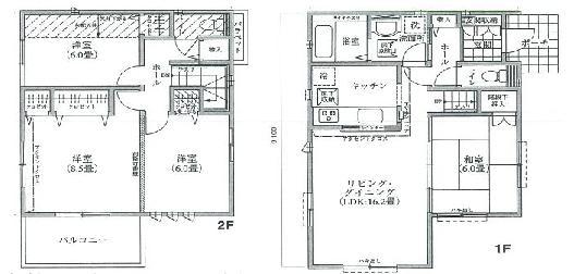 Building plan example (floor plan). Building plan example building price 14,430,000 yen, Building area 98.54 sq m