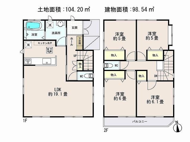 Floor plan. (3), Price 39,800,000 yen, 4LDK, Land area 104.2 sq m , Building area 98.54 sq m