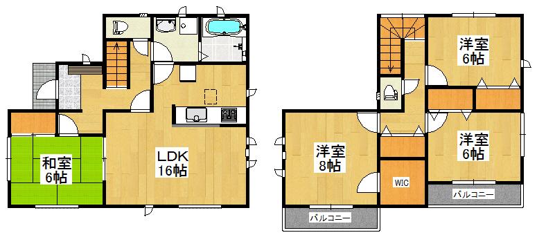 Floor plan. (1 Building), Price 34,800,000 yen, 4LDK, Land area 119.76 sq m , Building area 105.99 sq m