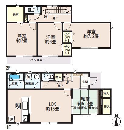 Floor plan. (Building 2), Price 29,800,000 yen, 4LDK+S, Land area 112.33 sq m , Building area 97.17 sq m