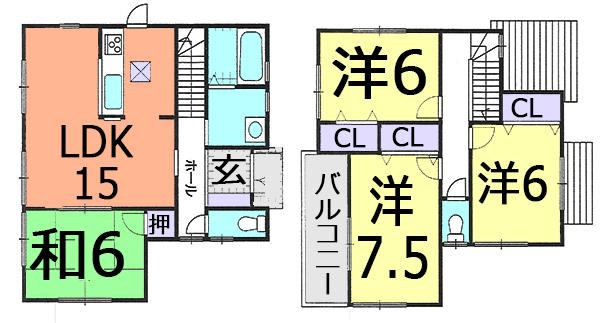 Floor plan. 29,800,000 yen, 4LDK, Land area 146.65 sq m , A building area of ​​95.58 sq m spacious and airy living room