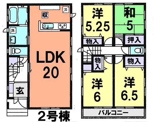 Floor plan. (Building 2), Price 37,800,000 yen, 4LDK, Land area 117.65 sq m , Building area 97.7 sq m