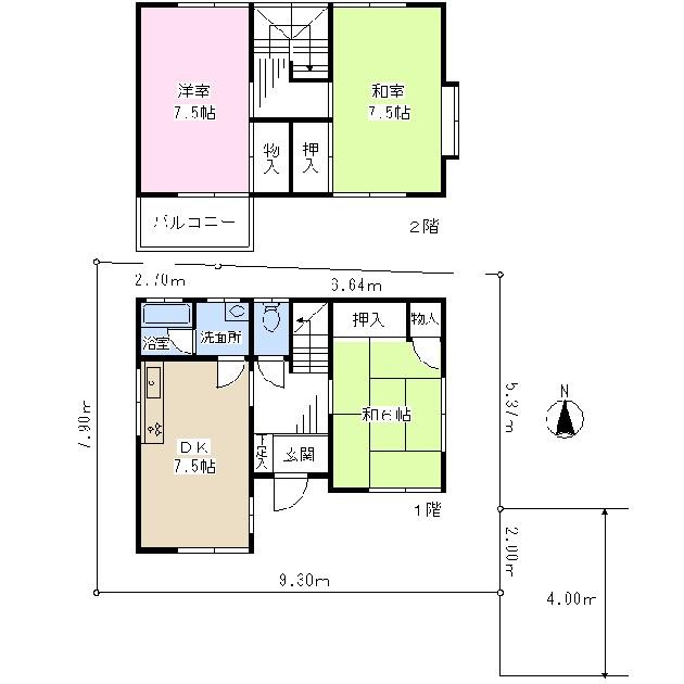 Floor plan. 10.8 million yen, 3DK, Land area 71.34 sq m , Building area 68.99 sq m