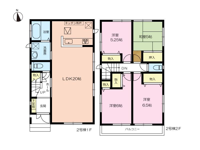 Floor plan. (Building 2), Price 37,800,000 yen, 4LDK, Land area 117.65 sq m , Building area 97.7 sq m