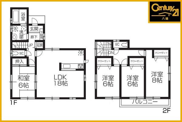 Floor plan. 22,800,000 yen, 4LDK, Land area 141.6 sq m , Building area 105.98 sq m