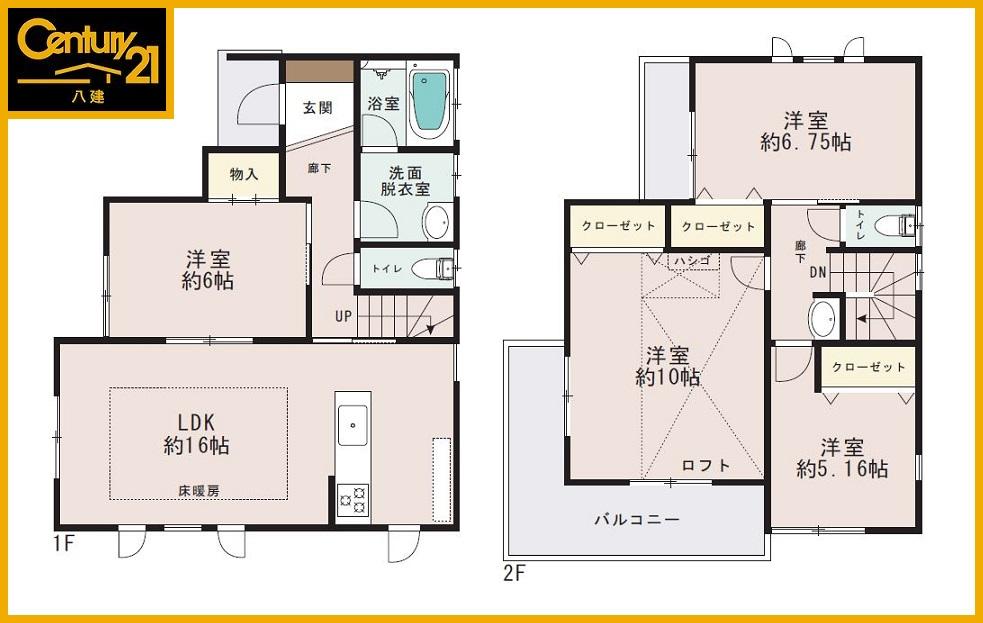 Floor plan. (4 Building), Price 34,800,000 yen, 4LDK, Land area 114.09 sq m , Building area 102.26 sq m