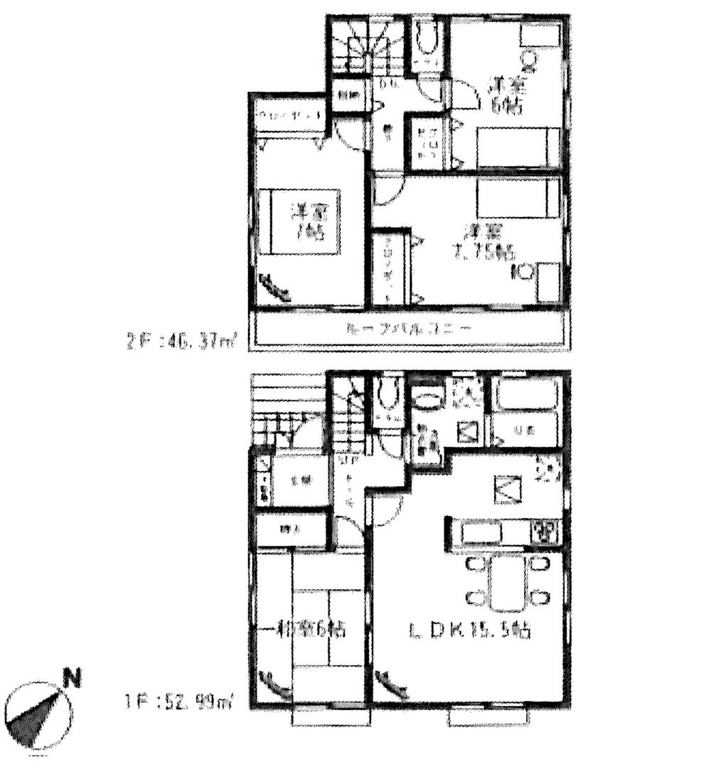 Floor plan. (Building 2), Price 29,800,000 yen, 4LDK, Land area 142.57 sq m , Building area 99.36 sq m