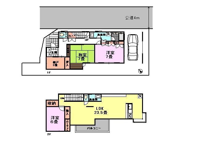 Floor plan. 15.4 million yen, 3LDK + S (storeroom), Land area 120.42 sq m , Building area 118.75 sq m 3LDK + storeroom