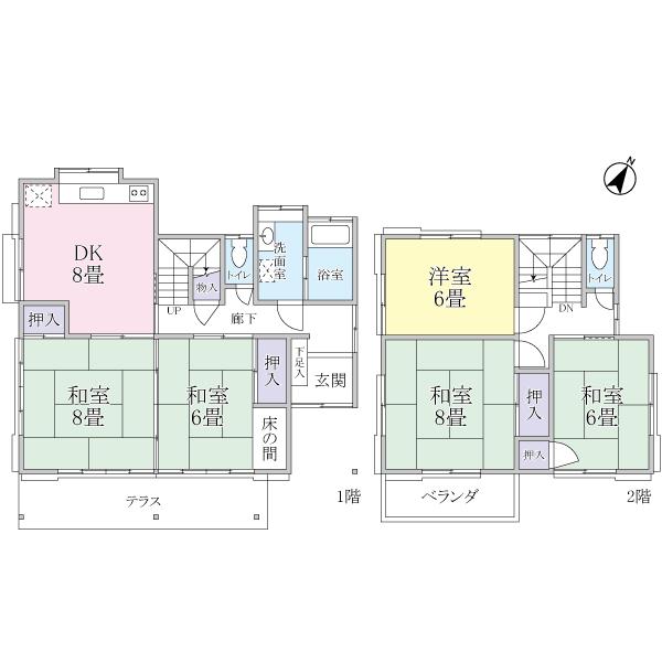 Floor plan. 21,800,000 yen, 5DK, Land area 147 sq m , Building area 105.27 sq m