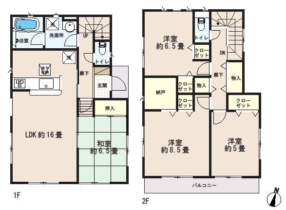 Floor plan. (3 Building), Price 35,800,000 yen, 4LDK+S, Land area 145.59 sq m , Building area 104.49 sq m