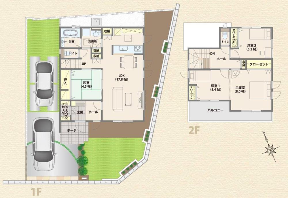 Other introspection. Shoes-in cloakroom and a large balcony, Spacious living room of about 18 tatami is attractive