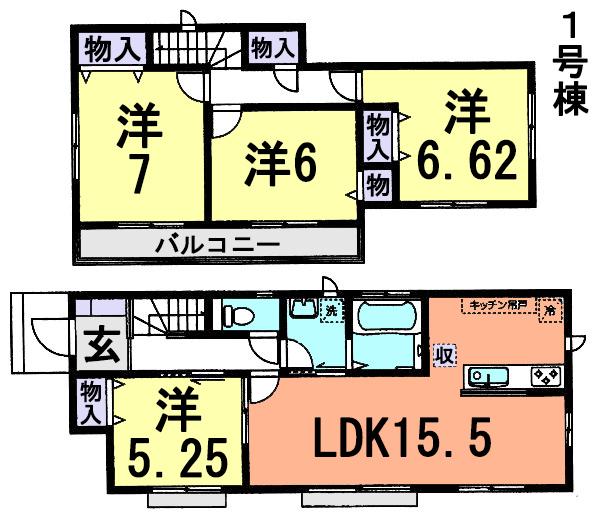 Floor plan. (1 Building), Price 24,300,000 yen, 4LDK, Land area 147.63 sq m , Building area 95.43 sq m