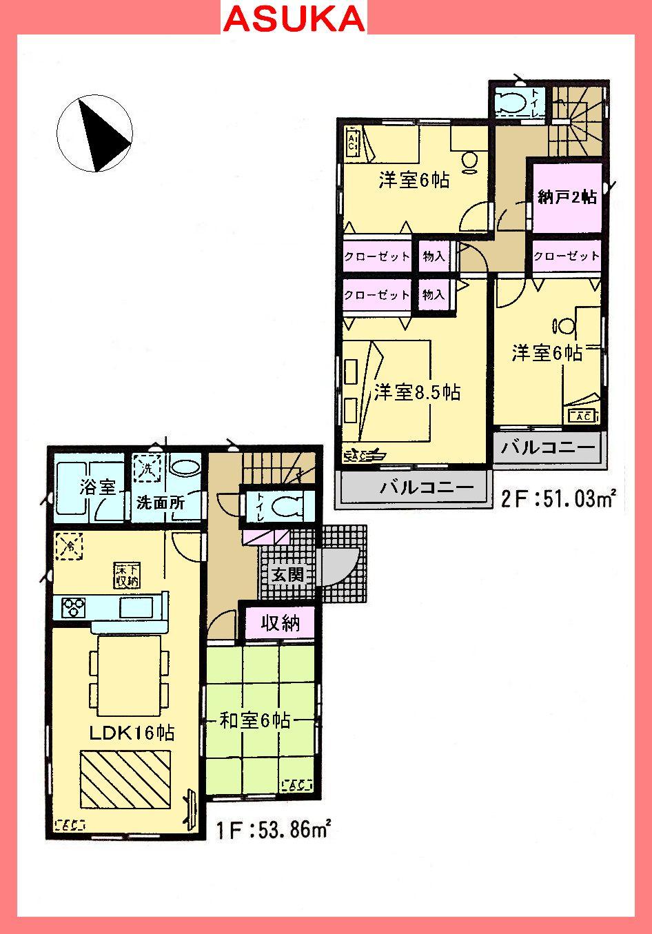 Floor plan. Price 39,800,000 yen, 4LDK+S, Land area 141 sq m , Building area 104.89 sq m